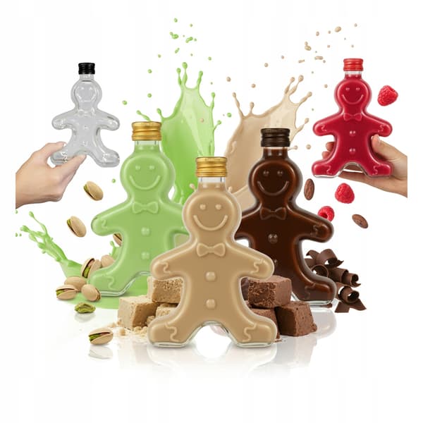 5x Flaska Kakor 250 ml JULKLAPP Likörer GLASFLASKOR PEPPARKAKA