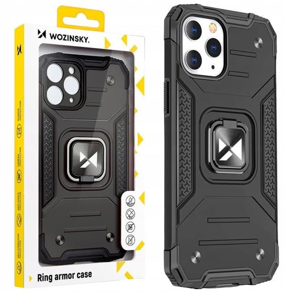Wozinsky Ring Armor iPhone 14 Pro Max Hybrid Pansret Etui + Magnetisk Holder Sort