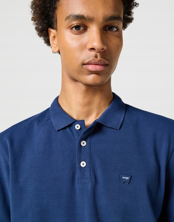 Wrangler SS polo marinblå bomull polo logo regular M