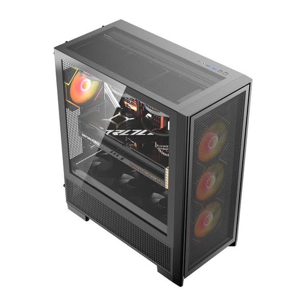 Darkflash Airnova computerkabinet + 3 blæsere (sort)