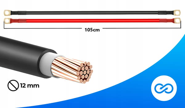 KABLAR BATTERIKABEL STRÖM PLUS MINUS PLUS MINUS 105cm M10
