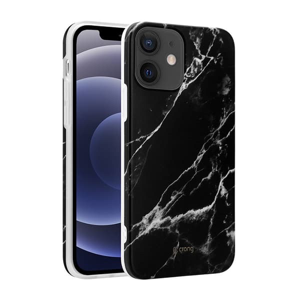 Crong Marble -kuori - iPhone 12 Mini -kotelo (musta)