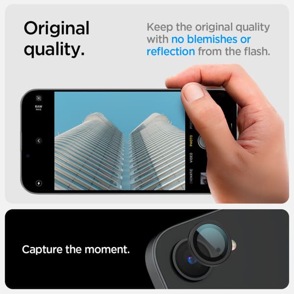 SPIGEN OPTIK PRO GLAS.TR EZ FIT KAMERASKYDD 2-PACK IPHONE 16E SVART
