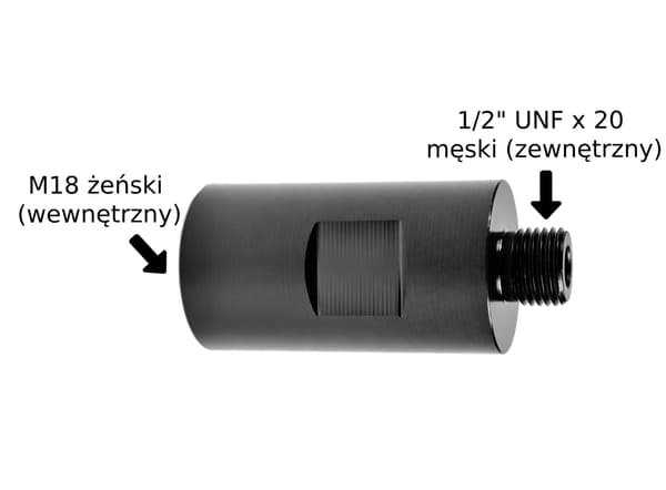 Adapter M18 inre till 1/2" UNF x 20 titanium