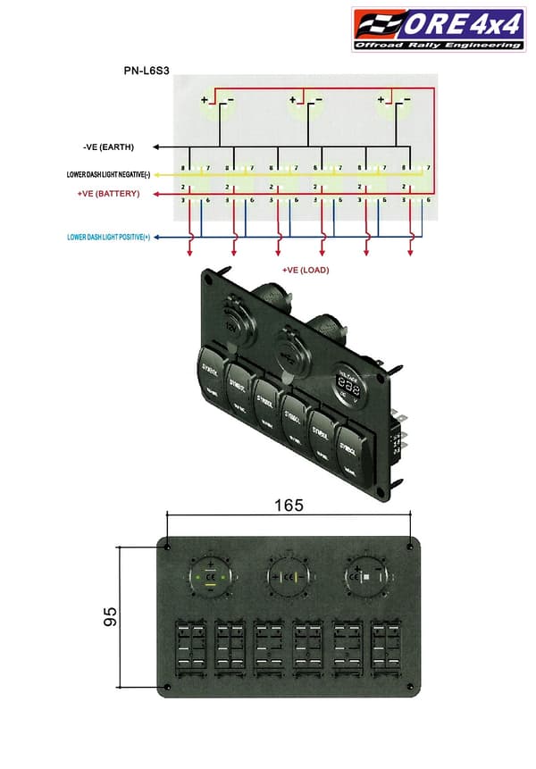 Carling 6x panel kontakter tilbehør USB-stik lighter voltmeter 12V