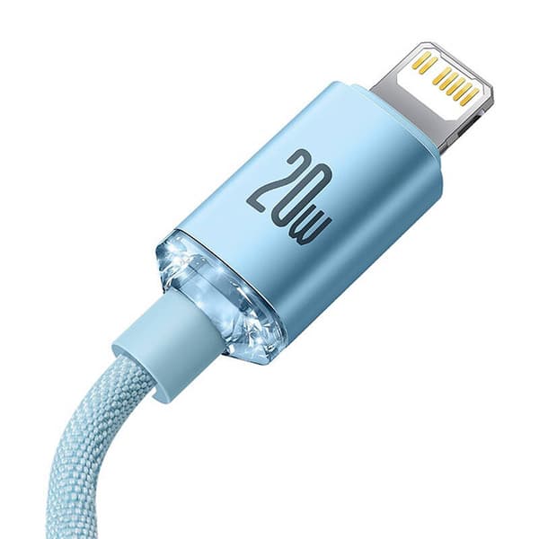 Baseus Crystal Shine USB-C til iP-kabel, 20W, 1,2m (Blå)