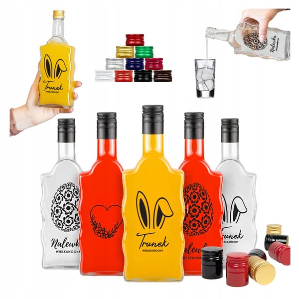 EASTER WAVE 500ml flaska med TRYCK Easter för likörer och tinkturer