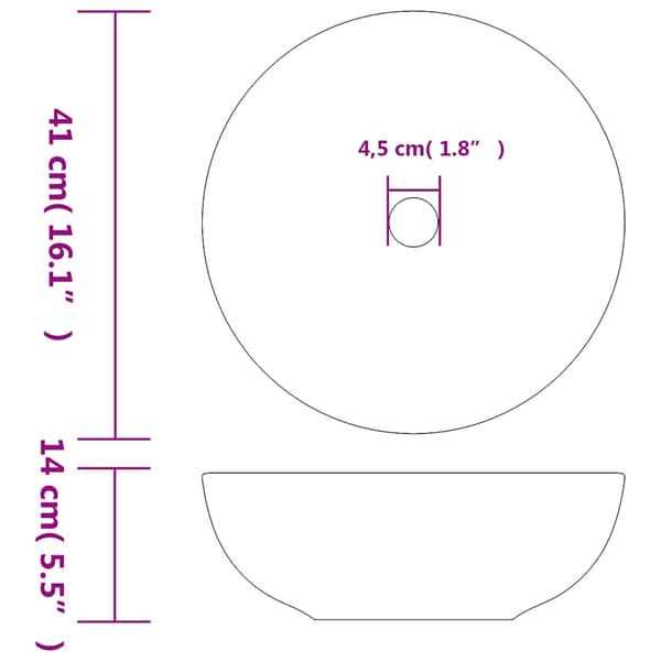 vidaXL bordvask sort og blå rund 41x14 cm