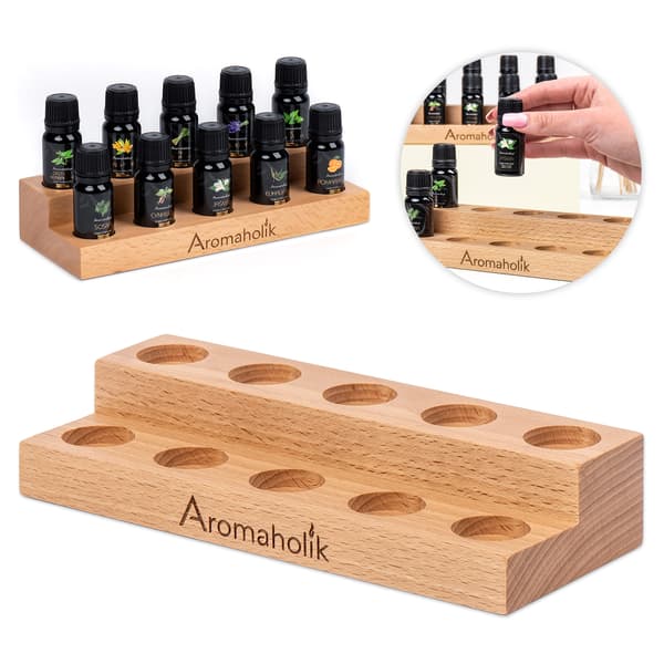 Ställ för eteriska oljor 10x10ml i trä | Display