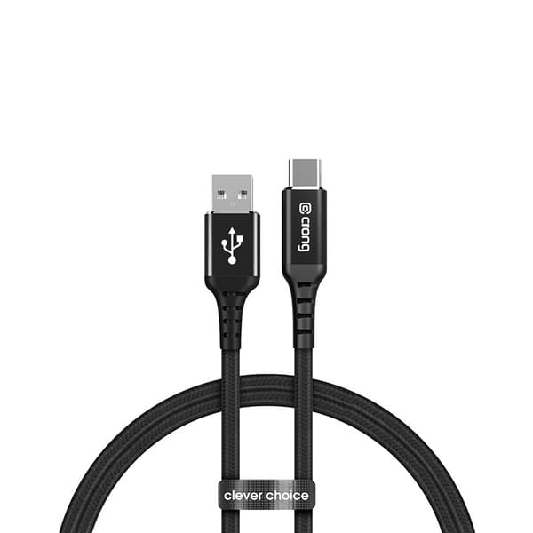 Crong Armor Link - 60W PD 3A USB-A - USB-C -kaapeli 150cm (musta)