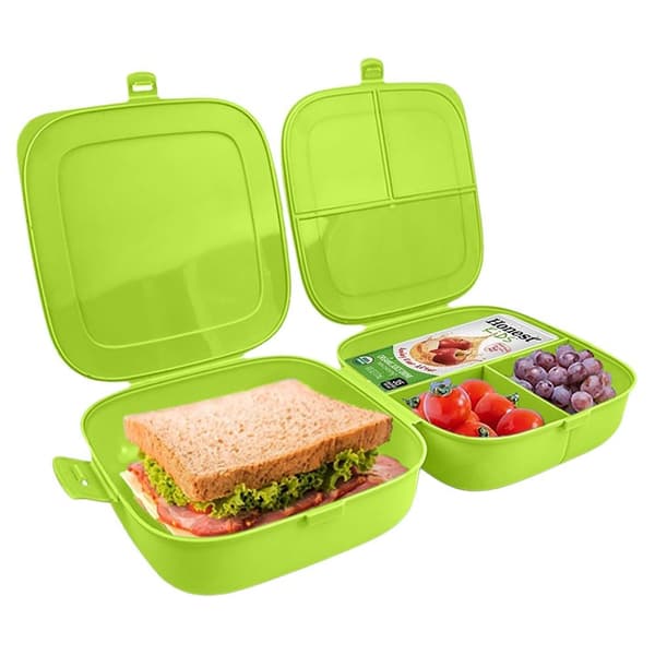 Frokostbeholder delt grøn 2x700 ml