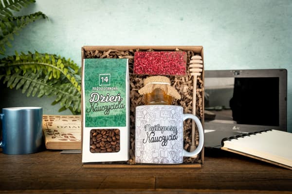 Present lärardagen mugg kaffe honung tryck presentlåda