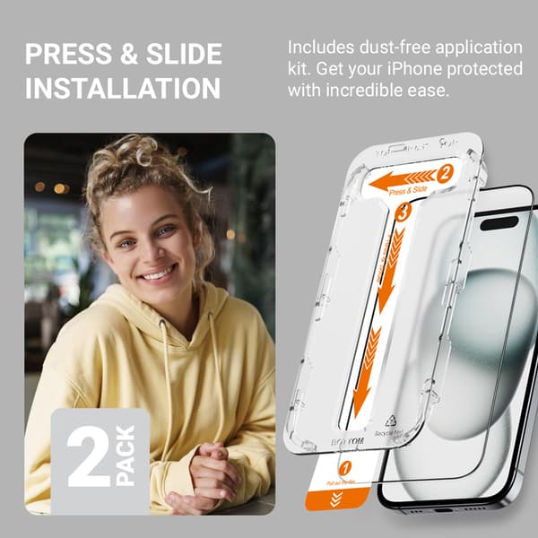 Crong EasyShield 2-pack - Härdat glas iPhone 16 Plus / iPhone 15 Plus (2 stycken)