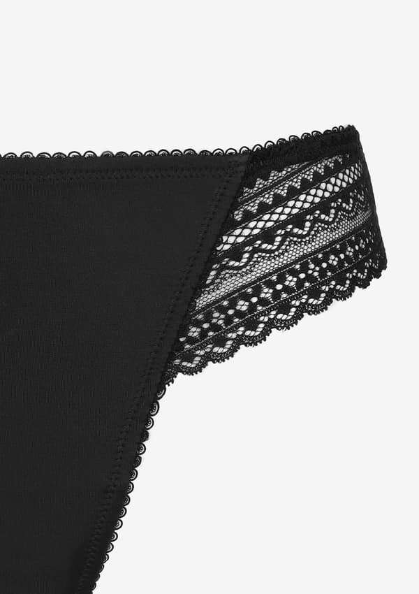 Dame stringtrusser i elastisk Lycra og blonde Mary Poupee Marilyn S Black