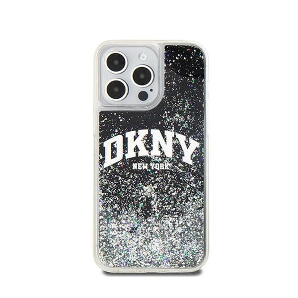 DKNY Liquid Glitter Big Logo - iPhone 15 Pro Max -kotelo (musta)