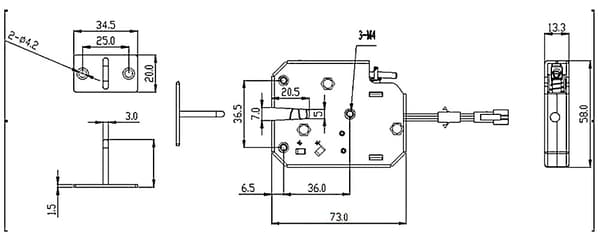 ELEKTROMAGNETISKT SKÅPLÅS DT-05NTOM