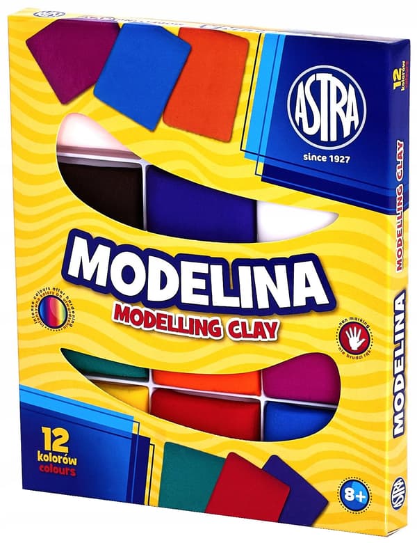 Rektangulär modelleringslera för skolbruk, 12 färger