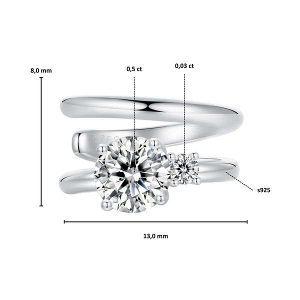 Sølvørering med moissanitter 0,5 ct 0,03 ct