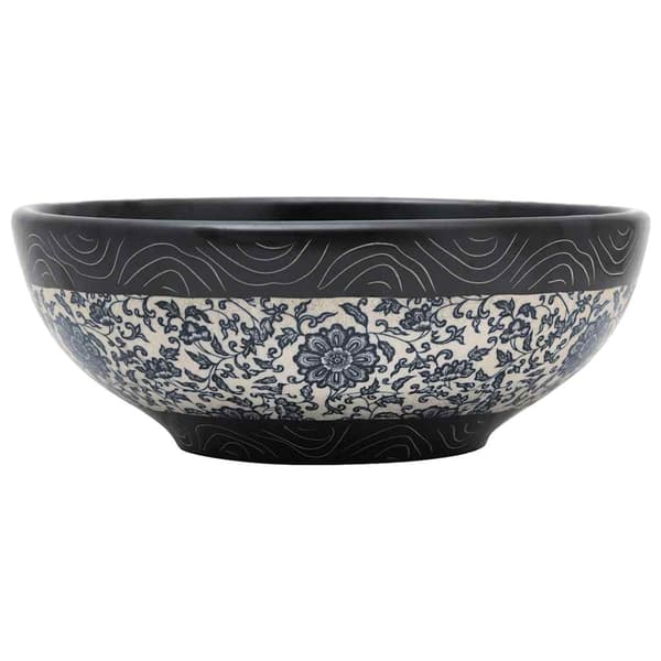 vidaXL bordvask sort og blå rund 41x14 cm
