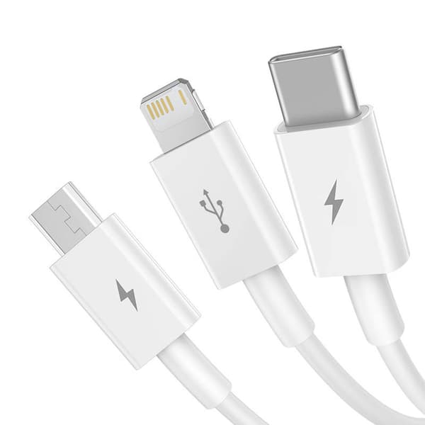 Baseus Superior Data USB Snabbladdningskabel för M+L+C 3.5A 1M (Vit)