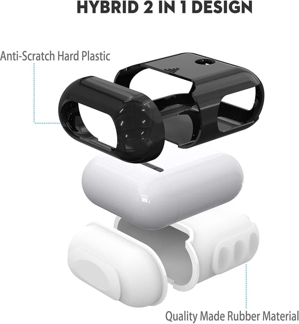 HÅRDT SILIKONEETUIS TIL AIRPODS 1/2 SORT HVID