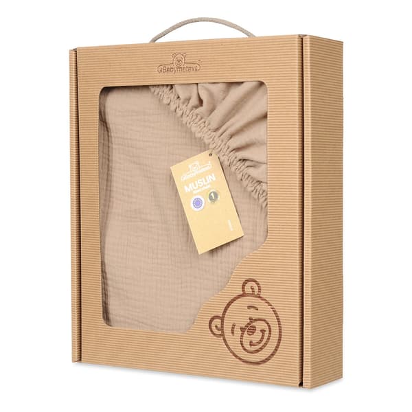 Musliini vedenpitävä lakana 60x120x10 cm, beige
