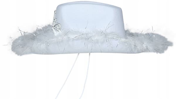 Vit cowboyhatt päls cowboystövlar möhippa rodeo bal