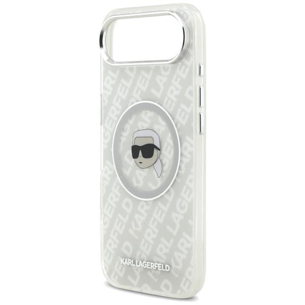 Karl Lagerfeld IML Karl Head Logo MagSafe -kotelo iPhonelle, tummanharmaa