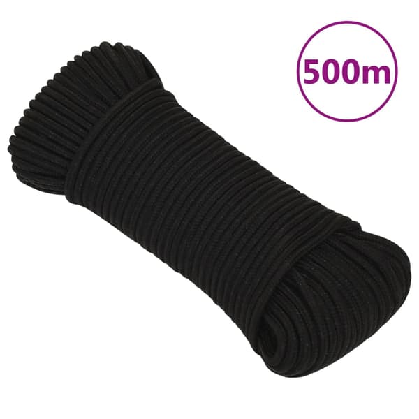 vidaXL Arbetsrep, Svart, 3 mm, 500 m, Polyester