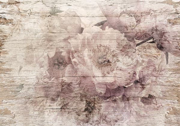 Fototapet - Blomster på brædder