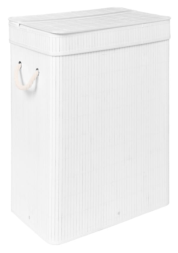 SOREN 80L tvättkorg i bambu med lock, vit