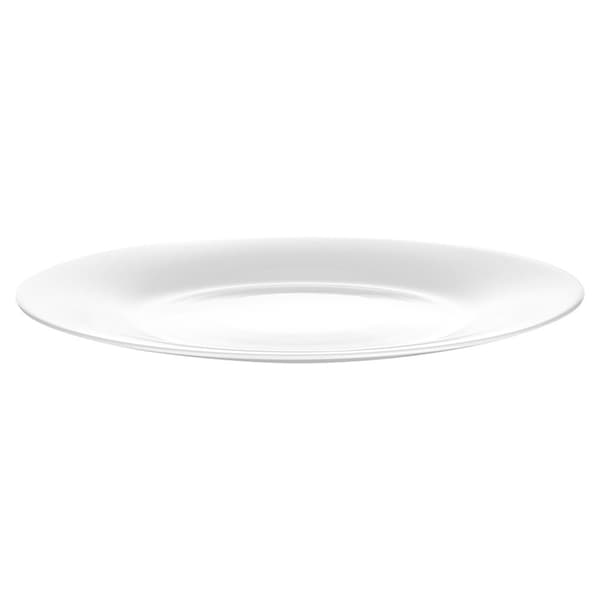 Middagstallerkener flade glas hvide 25,5 cm 6 stk.