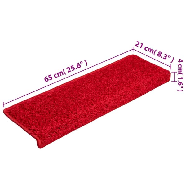 vidaXL Trappmattor 15 st 65x21x4 cm röda rektangulära kanter