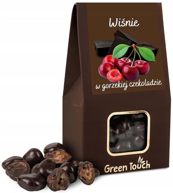 Kirsebær i bitter chokolade 100g Green Touch