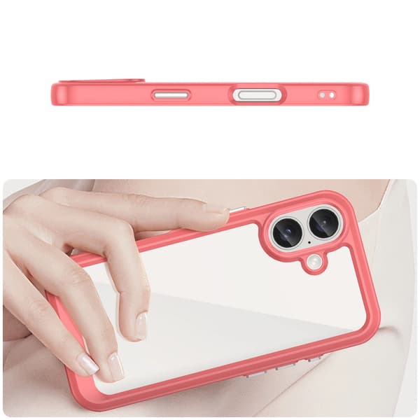 Rymdskal med gelram för iPhone 16 Plus - Röd