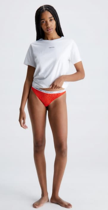 Calvin Klein punainen merkillinen pitsisukat XS 2A1E4_E TIA
