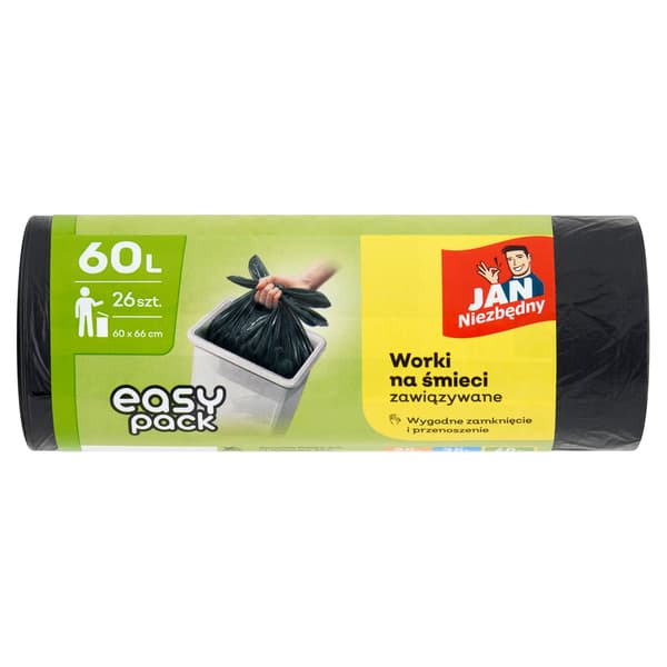 Jan Niezbędny EasyPack mustat jätepussit 60L 26 kpl.