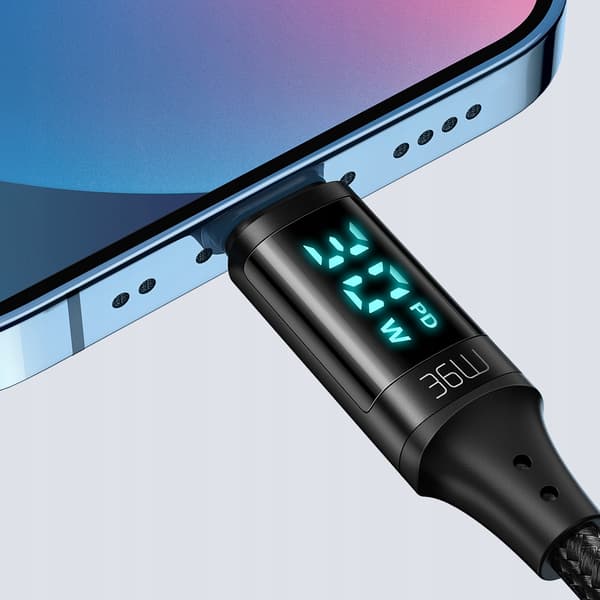 MCDODO KABEL MED DISPLAY USB LIGHTNING 36W 1M TIL IPHONE X 11 12 13 14