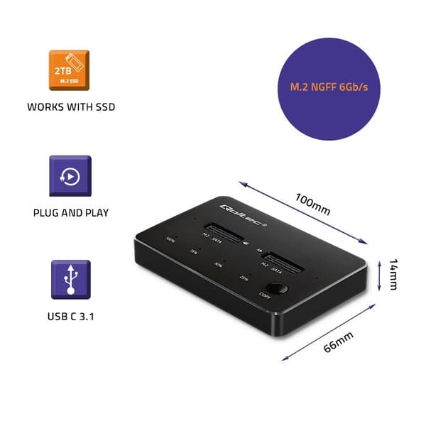 QOLTEC 2X SSD M.2 SATA DOCKING STATION