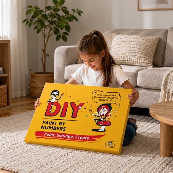 Mal efter nummer billede med ramme Mickey Mouse 50x70 cm