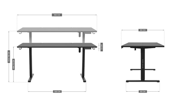 MA-Leader 7.6 Sort elektrisk skrivebord