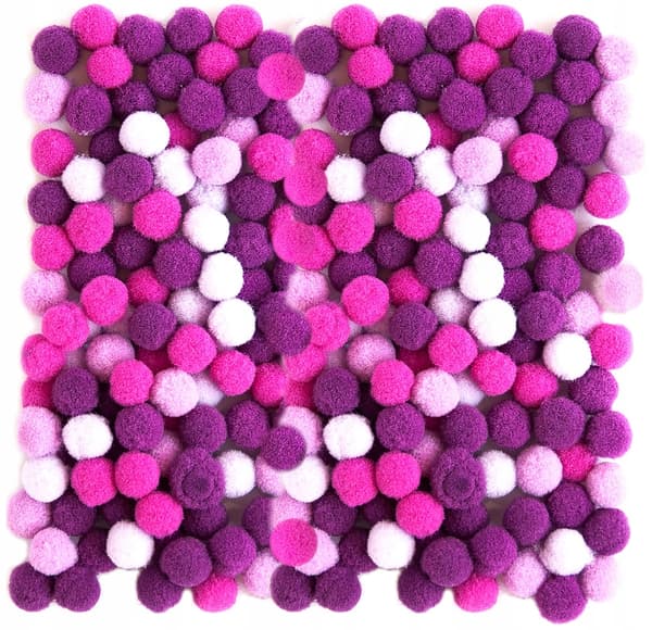 Polyester pomponer mix lilla, 120 stk.