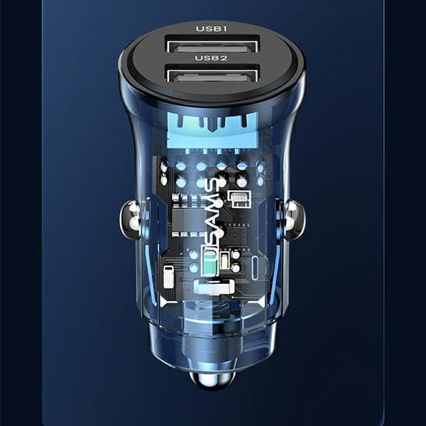 USAMS Biloplader C31 3A 2xUSB-AFast Charge blå/blå CC162CC02 (US-CC162)
