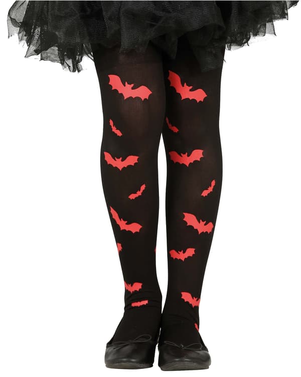 Svarta Halloween-fladdermusstrumpbyxor 3-6 år