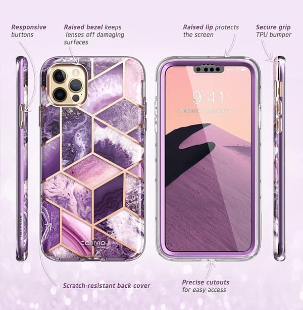 ETUI TIL APPLE IPHONE 13 PRO 6,1 TOMMER 2021 LILLA GULD