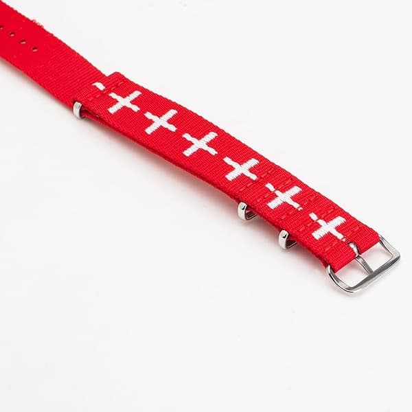 RØD NATO NYLON UNIVERSAL URREM SØLV SPÆNDE 20 mm