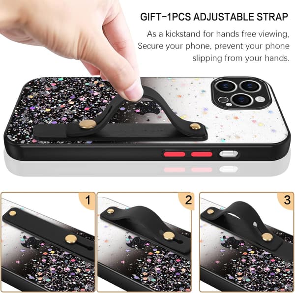GLITTER SILIKONE ETUI TIL APPLE IPHONE 14 PRO MAX + HOLDER A2894