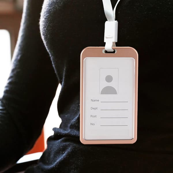 2X ID-HOLDER, ID-KORT, ARBEJDSKORT, ALUMINIUM, LYSERØD SÆT