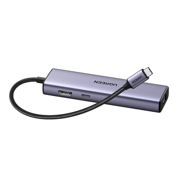 Adapter 6w1 UGREEN CM512 USB-C til 3x USB A 3.0, HDMI, RJ45, PD-konverter