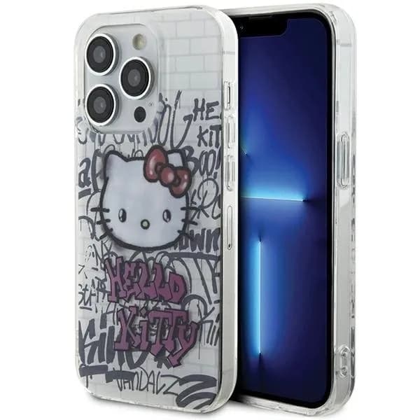 Hello Kitty HKHCP14XHDGPHT iPhone 14 Pro Max 6,7 vitt/vitt hårt skal IML Kitty On Bricks Graffiti